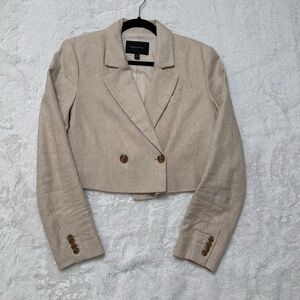 Cropped linen blend blazer NWT size 8 Banana Republic
